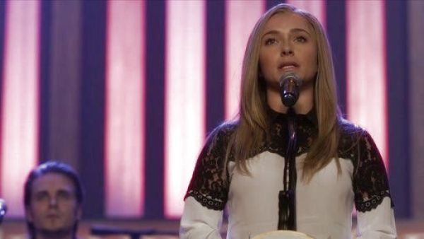 Juliette Barnes's Lace and Faux-Leather-Trim Shirt on Nashville