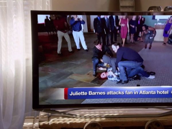 Juliette Barnes's Leather Lace-Up Combat Boot, Black (Nero) on Nashville