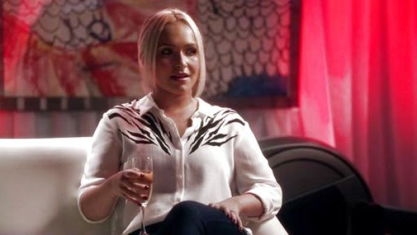 Juliette Barnes's Zebra-print silk boyfriend shirt on Nashville