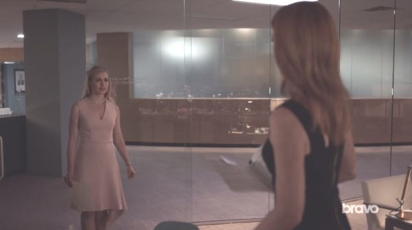 Katrina Bennett's Aylsham V-neck draped crepe dress on Suits