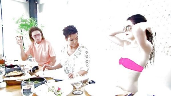 Kendall Jenner's Nylon Tricot Ruched Front Bikini Tube Top on Keeping Up With The Kardashians