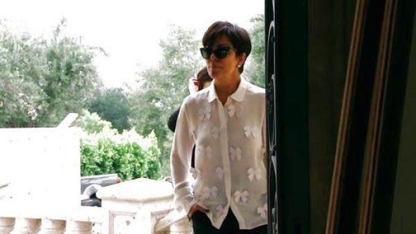 Kris Jenner's Bow Applique Silk Shirt on Keeping Up With The Kardashians