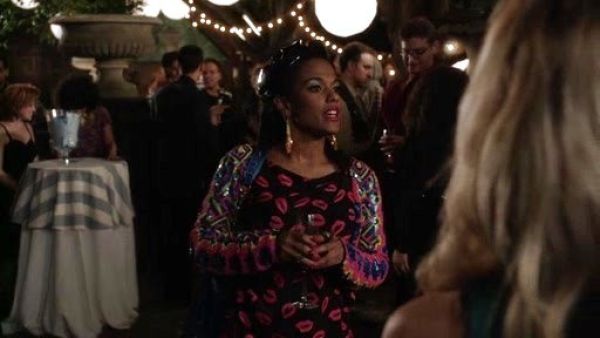 Larissa Loughlin's Lips-Print Pleated Tank on The Carrie Diaries