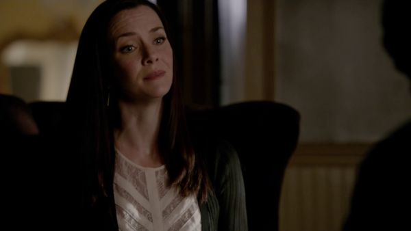 Lily Salvatore's Jay Illusion Lace Neck Top on The Vampire Diaries