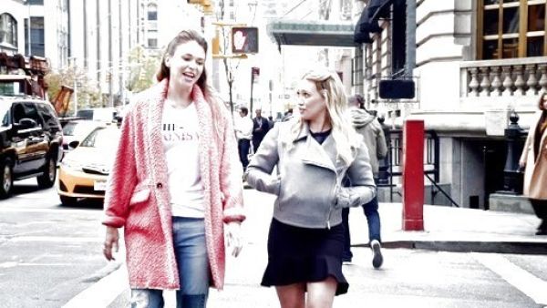 Liza Miller's Herringbone Wool Gabriel Blanket Coat on Younger