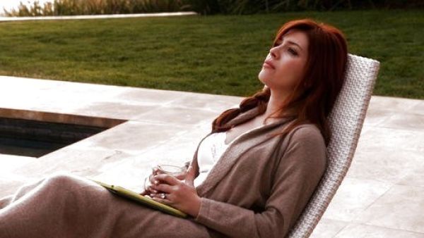 Louise Ellis's Long Cashmere-Silk Robe, Taupe on Revenge