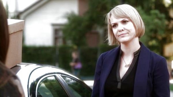 Maggie Cutler's Leather Panel Dress on Pretty Little Liars