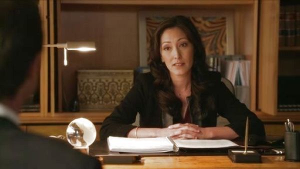 Megan Vannoy's Leather-Trim Stretch-Wool Blazer on Nashville