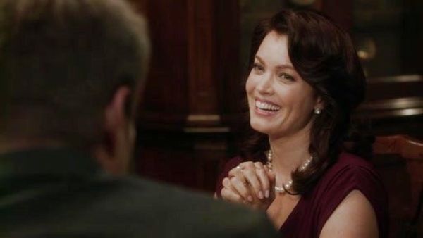 Mellie Grant's Ruched Wrap Dress in Merlot on Scandal