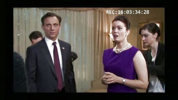 Mellie Grant's Wool Draped Pleat Dress in Grape on Scandal