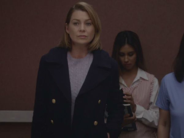 Meredith Grey's Wool Melton Peacoat on Grey's Anatomy