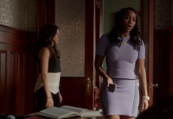 Michaela Pratt's Lavender Facade Stitch Short Sleeve Top on How to Get Away With Murder
