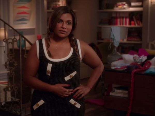 Mindy Lahiri's Polka Dot Button Trim Dress on The Mindy Project