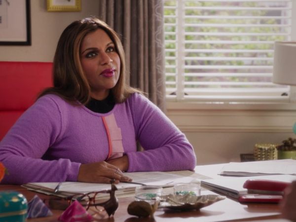 Mindy Lahiri's Purple Ruffle Trim Sweater on The Mindy Project