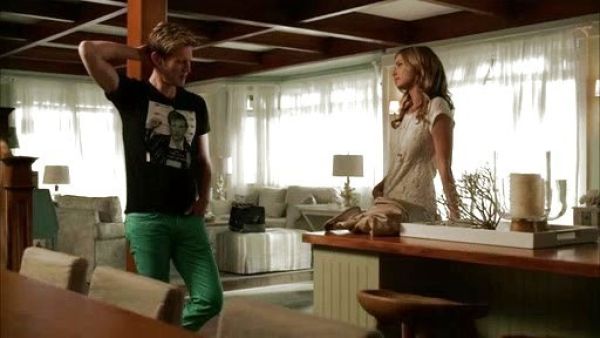 Nolan Ross's turquoise  p[ants on Revenge