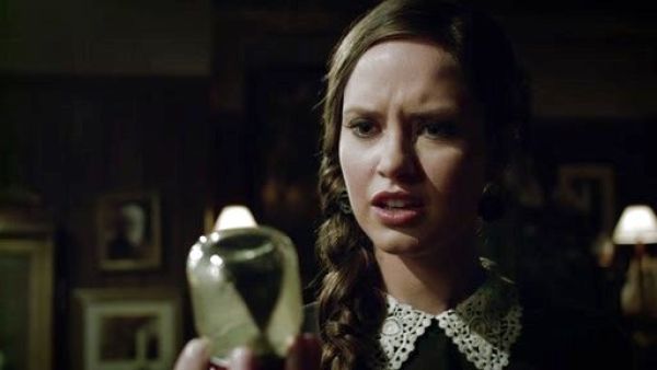 Olivia Matheson's Lace Skirt in Navy Black on Ravenswood