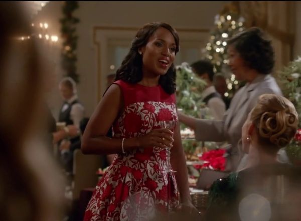 Olivia Pope's Fit-&-Flare Rose-Print Cocktail Dress, Red Rose/White on Scandal
