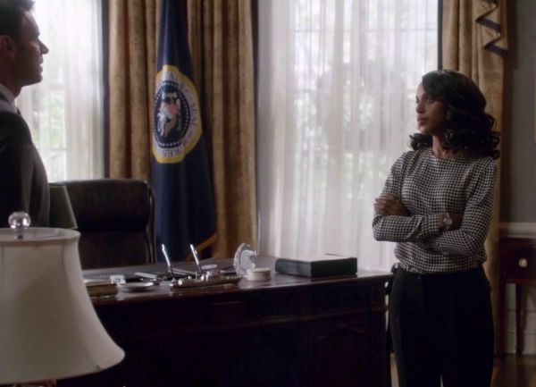 Olivia Pope's houndstooth print blouse on Scandal