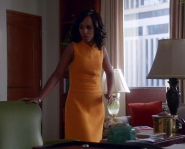 Olivia Pope's sleeveless flared dress on Scandal
