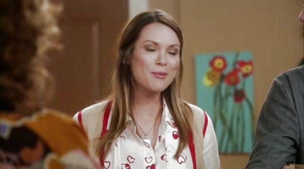 Olivia's Heart Print Tie-Neck Blouse/White on How To Live With Your Parents (For the Rest of Your Life)