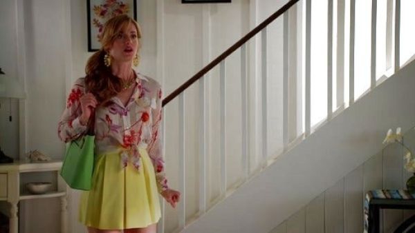 Paige Collins's Fluro Yellow Pleated Skirt on Royal Pains