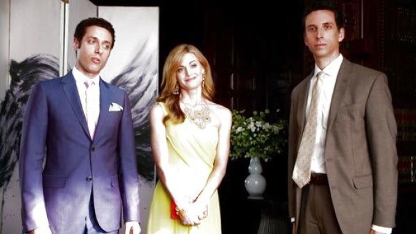 Paige Collins's Kail Draped One Shoulder Gown on Royal Pains