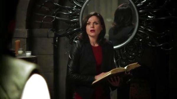 Regina Mills's Leather-Sleeve Wool Tuxedo Jacket on Once Upon A Time 