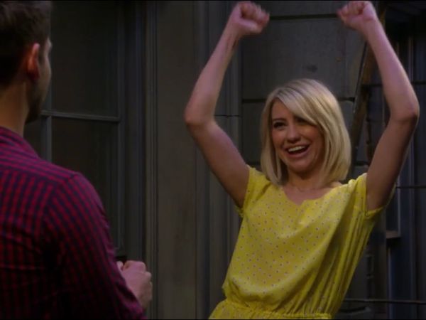 Riley Perrin's Yellow Floral Printed Peplum Top on Baby Daddy