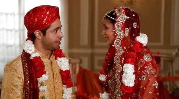 Shivrang's Rust and Gold Sherwani on New Girl