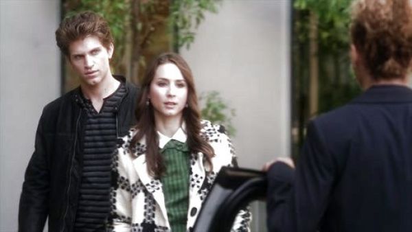 Spencer Hastings's Ecru Wool Check Coat on Pretty Little Liars