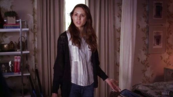 Spencer Hastings's Mixed Stripe Linen-Blend Shirt on Pretty Little Liars
