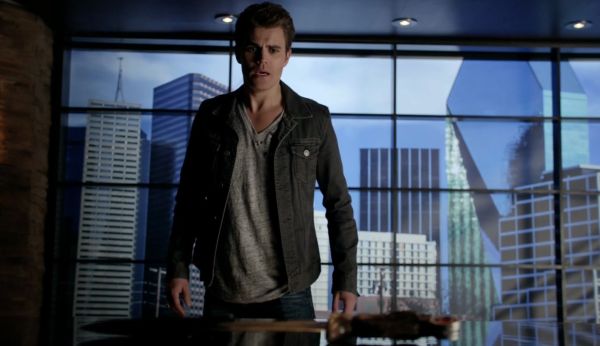 Stefan Salvatore's PERFECT JERSEY V-NECK TEE – GREY HEATHER on The Vampire Diaries