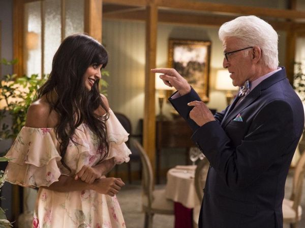 Tahani Al-Jamil's Off-The-Shoulder Floral Dress on The Good Place