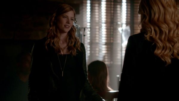 Valerie Tulle's Draped Coated Denim Jacket on The Vampire Diaries