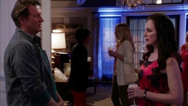 Victoria Grayson's Belted floral-jacquard dress on Revenge