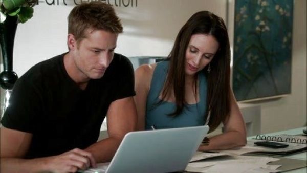 Victoria Grayson's Brooks Scuba-Knit Racerback Dress, Turquoise on Revenge