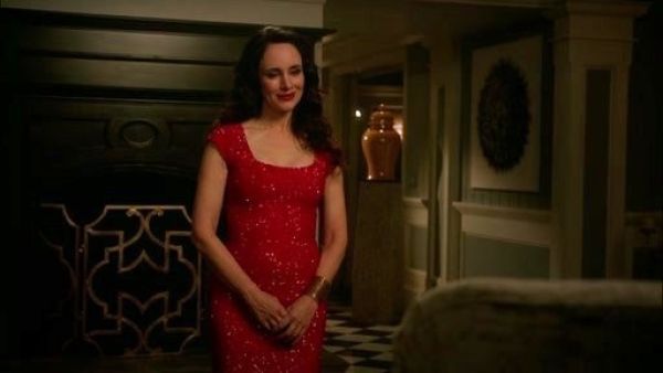 Victoria Grayson's Red Silk Sequined Dress on Revenge