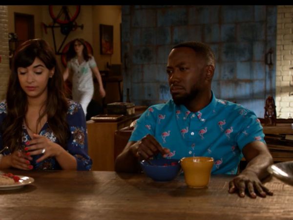 Winston Bishop's 'Flamingo Stand' Slim Fit Short Sleeve Sport Shirt on New Girl