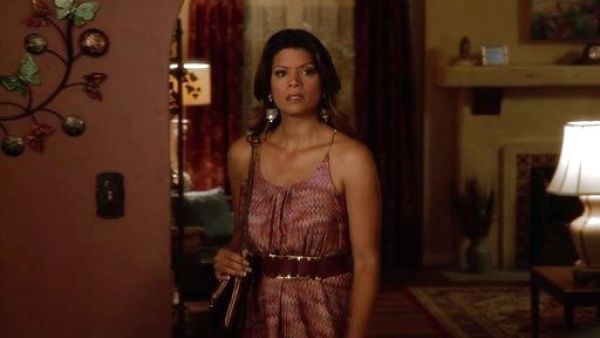 Xiomara Villanueva's Sleeveless Printed Chain-Strap Dress  on Jane the Virgin