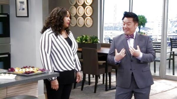 Yolanda's Striped Faux-Wrap Blouse  on Young & Hungry