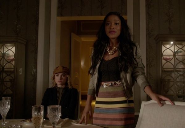 Zayday Williams's Chevron Stripe Ribbed Skirt on Scream Queens