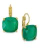 12k Gold-Plated Teal Stone Square Leverback Earrings 