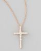 18k Rose Gold Diamond Cross Necklace