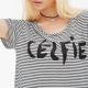 Striped Célfie Graphic Tee