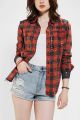 Acid Wash Plaid Shirt