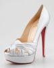 Arborina Twist-Front Platform Red Sole Red Sole Pump, Silver		