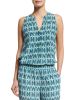 Aruna Sleeveless Printed Silk Top, Haze Blue