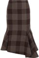 Asymmetric checked wool skirt