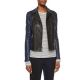 Asymmetric Colorblock Leather Jacket