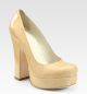 Beige Ronan Patent Leather Chunkyheel Platform Pumps